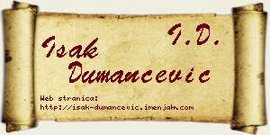 Isak Dumančević vizit kartica